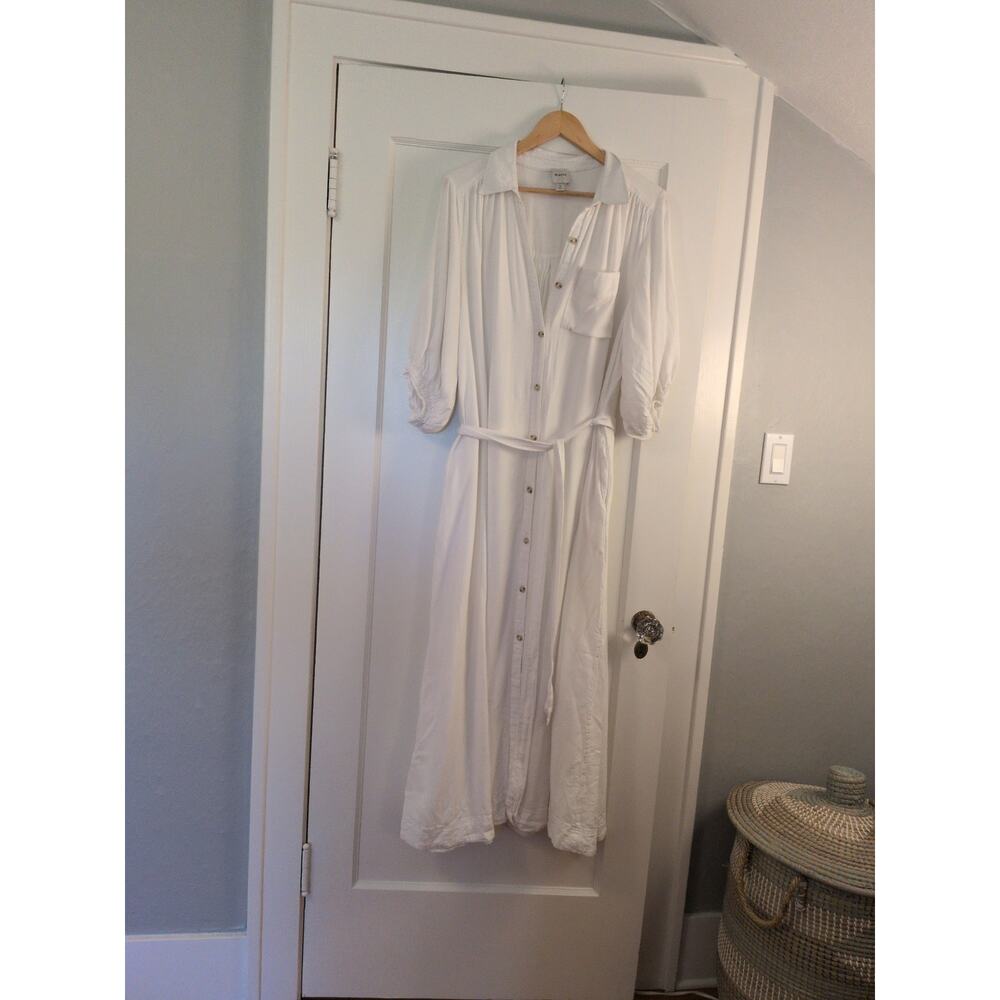 Anthropologie Maeve white linen shirt dress 1X